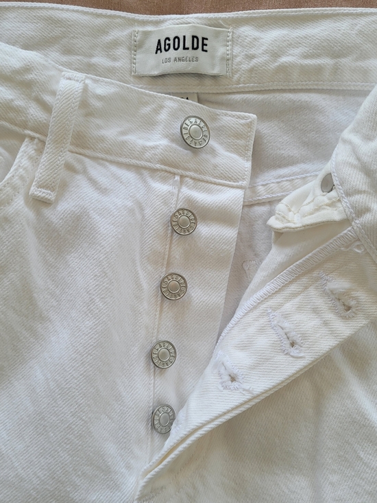 Agolde Denim - 🔥 AGOLDE Lana Mid Rise Straight Jeans White Slice Cutout Slit Denim Sz 24